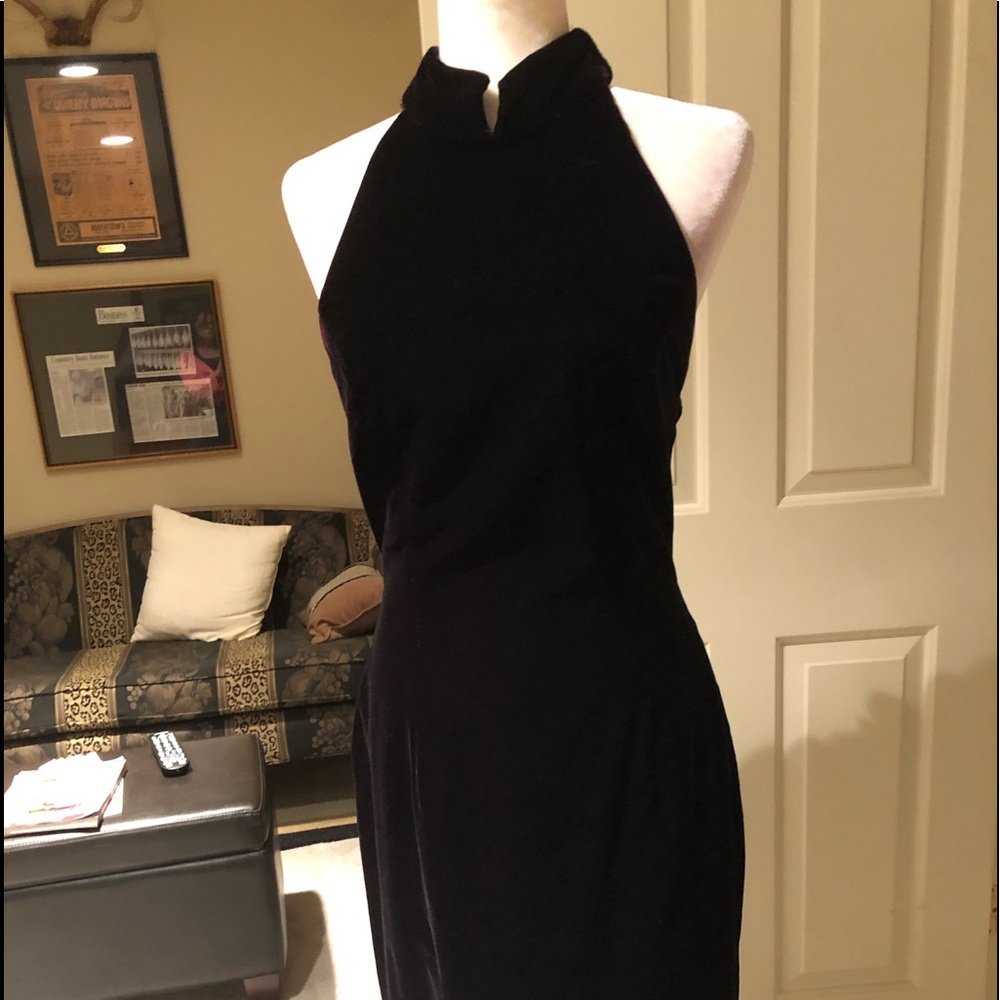 Black velvet backless gown, small 10